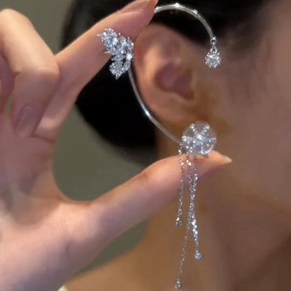 Rotating Floral Tassel Ear Cuffs