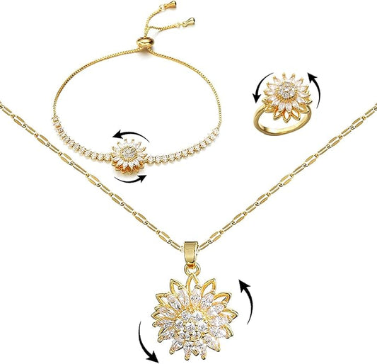 Conjunto de Joyas Estado de Girasol – Diseño Giratorio