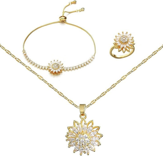 Conjunto de Joyas Estado de Girasol – Diseño Giratorio