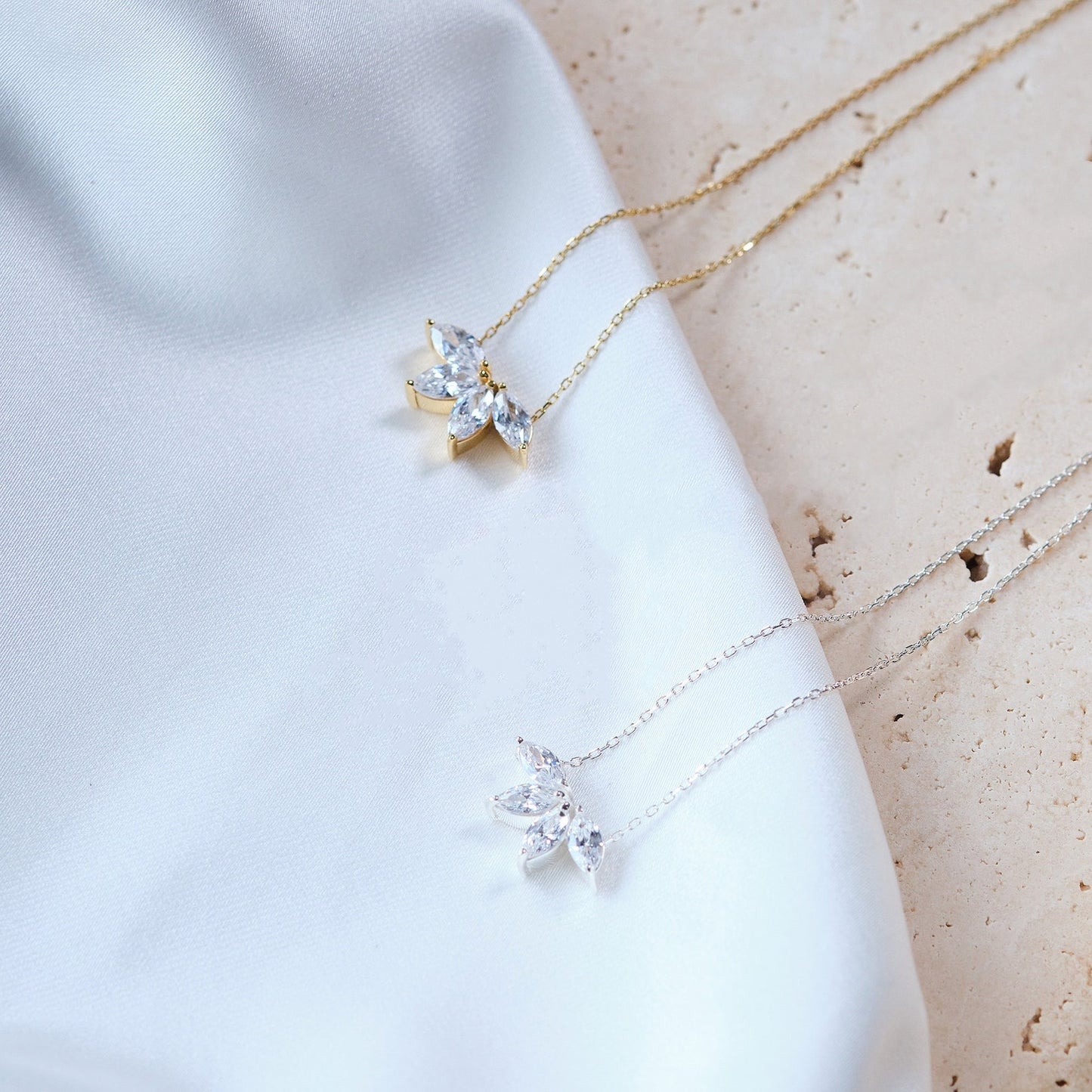 925 Silver Marquise Crystal Necklace